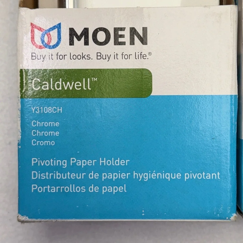 Moen Caldwell Chrome Pivoting Toilet Paper Holder Y3108CH Towel Ring Y3186CH Set